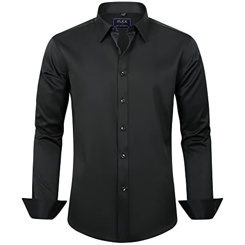 J.VER Men's Long Sleeve Black Dress Shirt Cover