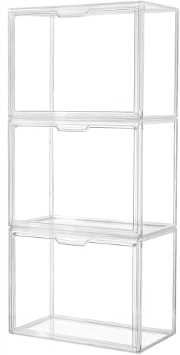 アクリルフィギュアケース 36cm*27cm*22cm 1個/2個セット/3個セット 積み重ね式 透明コレクションケース 前開き 組み立て式 収納ボックス ショーケース ぬいぐるみ アクスタ対応 ホコリ防止 (3個)