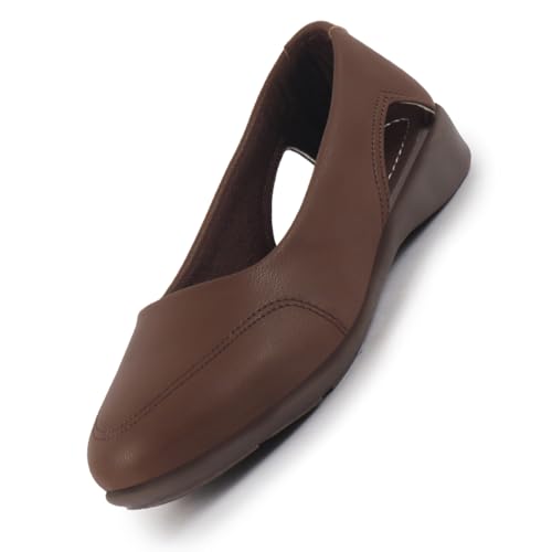 Image of FAUSTO Women Stylish Backless Casual Ballets | Low Heel Cut-Out Slip-On Ballerinas | Comfortable Walking Flats Sandals | Memory Cusion Insole