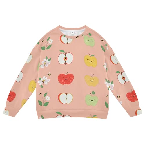 JUNZAN Cute Apples Fruit Peach Little Kids Pullover Hoodie Crewneck Hoodies for Girls Sports 4T