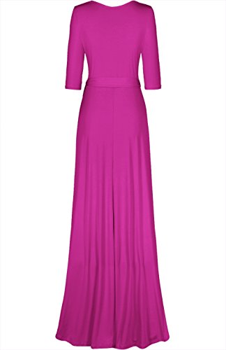 Image of Women's 3 /4 Sleeve Deep V-Neck Maxi Faux Wrap Solid Plus Size Dress
