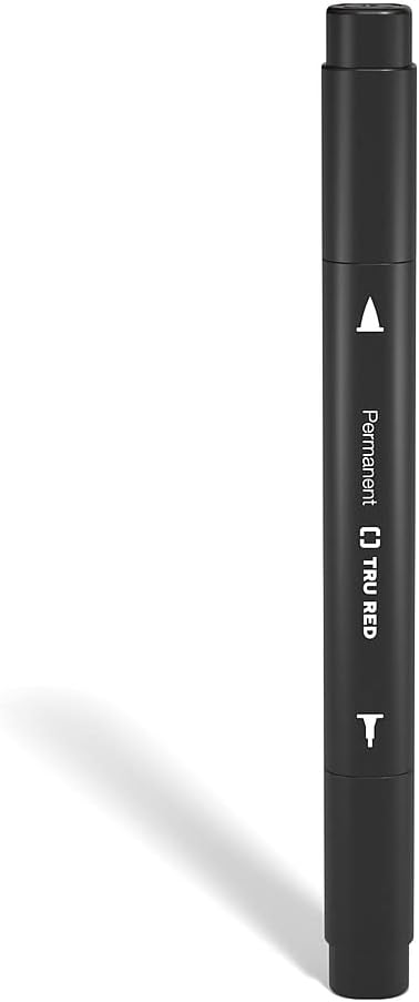 TRU RED Twin Tip Permanent Markers, Black, Fine & Ultra Fine Tips, Quick Dry, 12/Carton for Office & Classroom