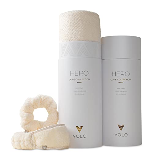 VOLO Salt White Hair Towel, Spa Headband &