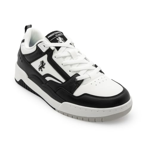 Image of Red Tape Men's Sneakers Black White Pu Round Toe Lace-Up