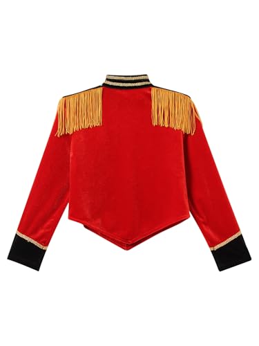 Kids Girls Boys Ringmaster Coat Ringleader Drummer Tassel Tailcoats Halloween Party Fancy Dress Up4