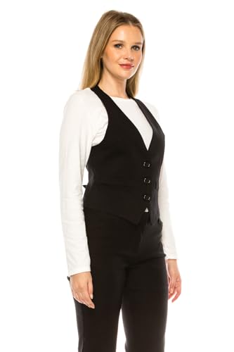 Black Sleeveless V-Neck Suit Vest: Women's Stretchable Suit Vest with Racer back Casual Uniform Costume Formal Office wear2