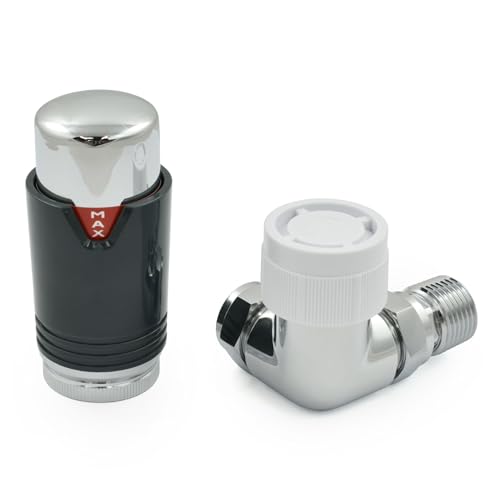 Thermostatic Radiator Valve Chrome & Anthracite Corner TRV - Style (Chrome & Anthracite) - Image 4