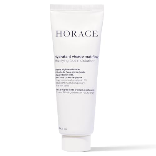 HORACE Mattifying Face Moisturizer for Men 96.6% Organic & Natural Ingredients No Silicones or Mineral Oils Moisturising Cream for All Skin Types Unscented 75 ml