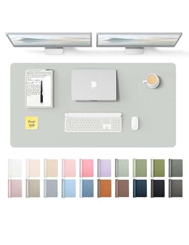 Image of YSAGi Leather Desk Pad Protector, Office Desk Mat, Large Mouse Pad, Non-Slip PU Leather Desk Blotter, Laptop Desk Pad, Waterproof Desk Writing Pad for Office and Home (47.2 inch x 23.6 inch, Light Grey)
