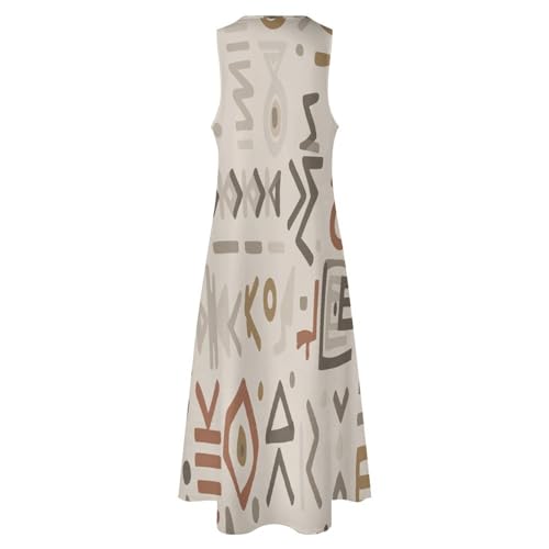 Femme Robe Longue Imprimé Géométrie Fluide Col en V Coupe Trapèze Ample - 5