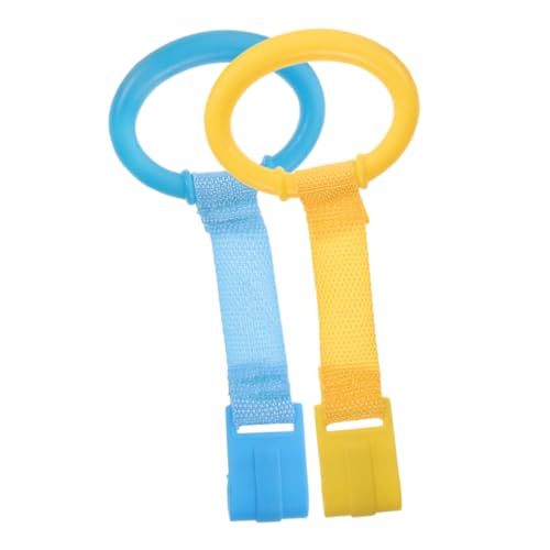 MERRYHAPY Baby Pull Rings 4 Pack Infant Crib Hanging Toys Toddler Bed Pull Bars Safe Plastic Nylon Playpen Accessories
