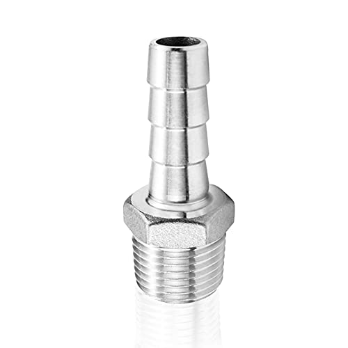 Joywayus Male Thread Barb Fitting 304 Stainless Steel 5/8″ ID Hose Barb x 1/2″ Male NPT Adapter Water/Fuel/Air