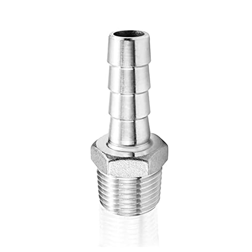 Joywayus Male Thread Barb Fitting 304 Stainless Steel 5/8" ID Hose Barb x 1/2" Male NPT Adapter Water/Fuel/Air
