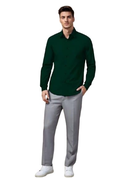 Image of Men's Satin Solid Full Sleeves Regular Fit Shirt