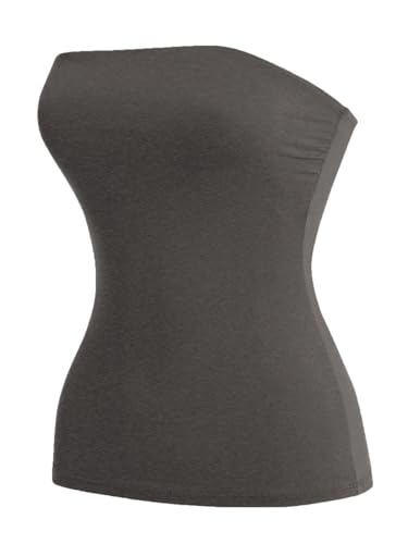 Image of MixMatchy Women's Stretchy Strapless Tube Top Y2K Bandeau Top