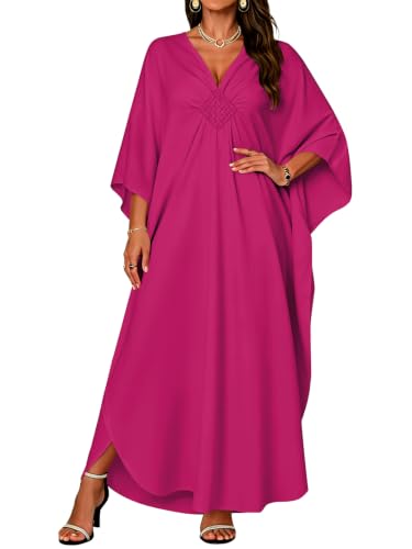 Image of Kaftan Dresses for Women V Neck Caftans Batwing Sleeve Beach Cover Ups | JILUVIN Plus Size Long Floral Print Dress, Loose Fit Maxi Casual Moomoo, Lounge House Mumu Nightgown Summer Vocation 2026