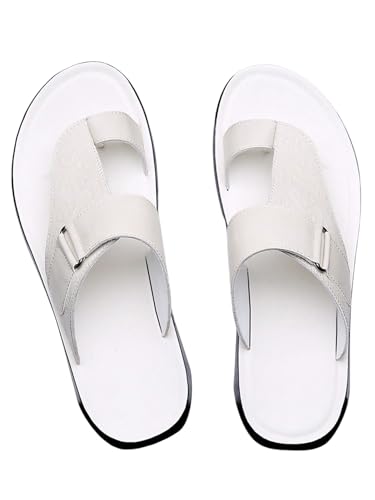 Verdusa Men's PU Leather Thong Sandals Open Toe Slip on Slippers