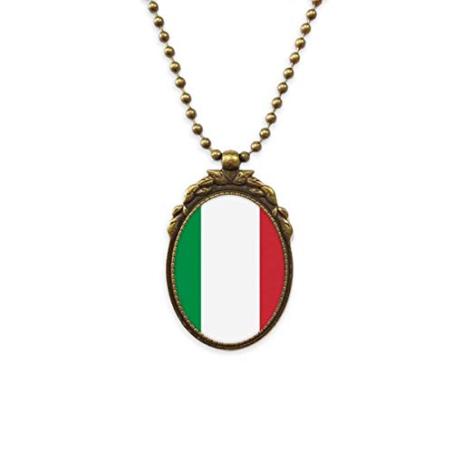 Collier pendentif Italie laiton bijoux vintage drapeau national