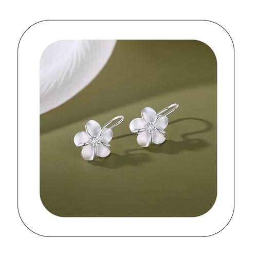 Prime Deals Today Clearance - Boucles D'oreilles Fleur Fleur Délicate Pendentif Argent Sterling 925, Bijoux De Mode Cadeau D'anniversaire, Boucles D'oreilles Argent 925 Pour Femme Homme