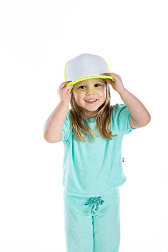 Funky Junque Toddler Flat Brim Trucker Hat - Neon Yellow/White: Small (12-24 Months) #TOP3