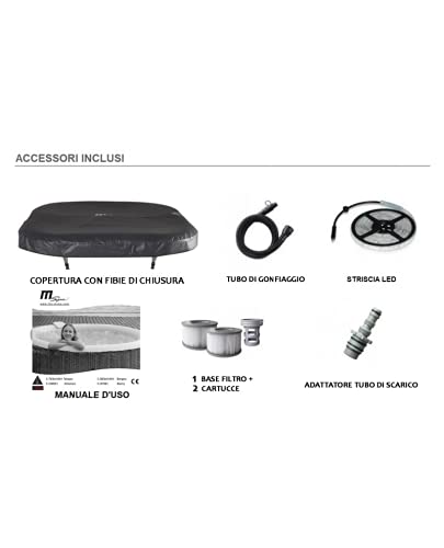 Mitepek Mini Piscina Spa Idromassaggio Gonfiabile Da Esterno O Interno 204 Cm, Rotondo, Bianco, 138 Getti, 930 Litri, Pvc - 4