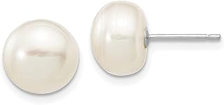 Brincos de ouro branco 14 k 9 mm botão pérola cultivada em água doce brincos bola joias finas para mulheres presentes para ela, Pérola, Pérola