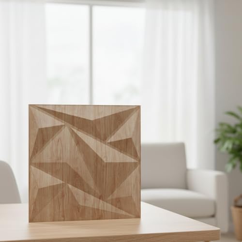 Image of Kayra Decor Wall Panels for Bedroom Alps Design Beech Wood Color 19.7 inch x 19.7 inch (Pack of 40) - Covers 107.80 Sq. Ft.