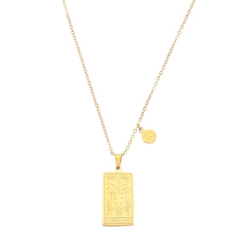 sourcing map Collier avec signe du zodiaque du tarot en acier titane pour homme et femme, 26x12mm, Acier allié, Pas de gemme