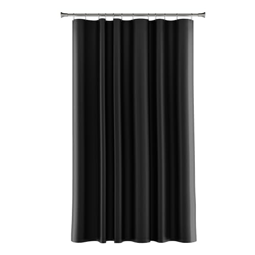 Zenna Home Fabric Shower Curtain Liner, Water Repellent Soft Microfiber Cloth Liner for Showers and Bathtubs, Washable Shower Curtain Fabric with Weighted Hem, 70 x 72 Inch, Black