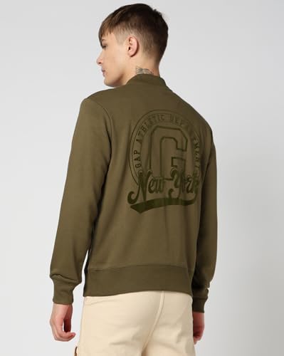 Image of Gap Men Stylised Full Sleeves Collared Cotton Blend Sweatshirt