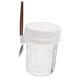 Baluue Taza de Yogur Portátil de Vidrio con Tapa Hermética y Cuchara Contenedor Práctico para Frutas y Cereales Antifugas para Desayuno Casa y Exterior