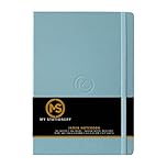 A5 Index Notebook Hardback Leatherette Cover 8mm Ruled Margin A-Z Tabs 264 Pages 100 GSM White Paper-Sky Blue Cover