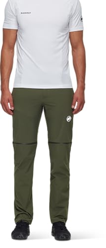 Mammut Outdoor Mens Zip Off Hiking Pants, Dark Marsh, Size 462