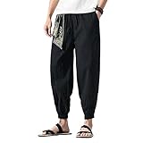 MQMYJSP Pantalones de harén para hombre, estilo chino con dragón bordado Kung Fu, Negro1, S