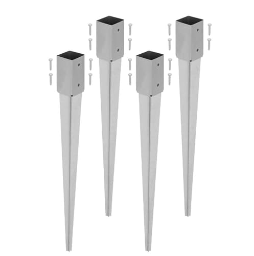 KOTARBAU® Lot de 4 Support de Poteau Bois - Acier Galvanisé - 75 cm - Argent - 71 x 71 mm -...