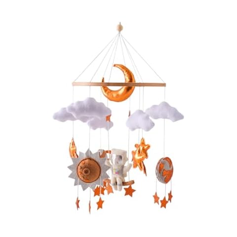 OESSUF Baby Mobile for Crib, Portable Space Astronaut Bassinet Mobiles Cribs Toys Hanging, Wooden Girl Boys Infant Gender Neutral Nursery Decor Bedroom Furniture Accessories Cover