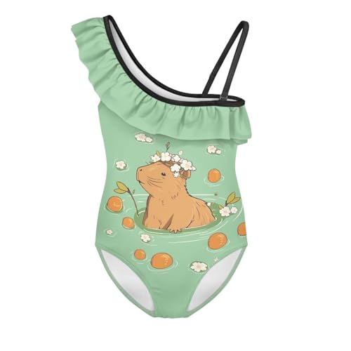 Image of Girls Swimsuit One Piece Ruffle Swimsuit Non-Slip Straps UPF 50+ for Girls Size 3-14 Years