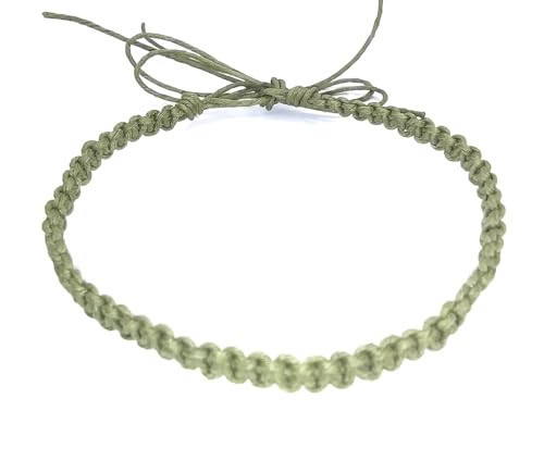 Hemp Anklet Adjustable Tie On (Olive Green)