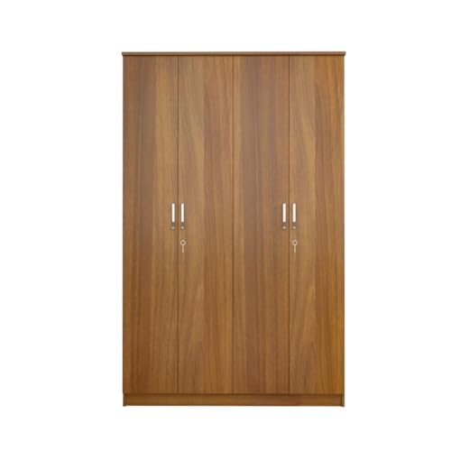 Image of NEUDOT Mono Engineering Wood 4 Door Wardrobe | Almirah for Clothes Wooden | Wardrobe Organizer for Clothes | Multipurpose Almirah for Storage Bedroom | 1 Year Warranty - Leon Teak Finish