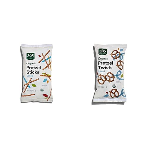 365 by Whole Foods Market Organic Mini Pretzel Bundle - Sticks & Twists, 8 Ounce (Pack of 2)