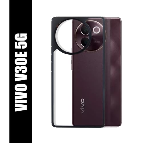 Image of AIBEX Crystal Clear Back Case Compatible with Vivo V30e 5G Back Cover Case | 360 Degree Protection | Shock Proof Design | Transparent Back Cover (PC & TPU, Black Bumper)