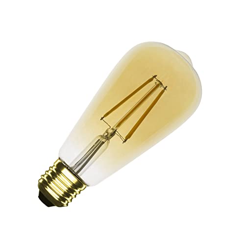 LEDKIA LIGHTING Bombilla Filamento LED E27 Casquillo Gordo 5.5W 500 lm ST64 Regulable Gold 4000K - 4500K