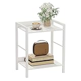 白いソファーサイドテーブル 2段ナイトテーブル