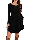 【US Standard Size】: Small=US 4-6 ,Medium=US 8-10,Large=US 12-14,X-Large=US 16-18,2X-Large=US 20-22. Please check the size of women's t shirt fall dress before your order. 【Soft Material】：The Long sleeve t shirt dresses with pockets fabric is Stretchy...