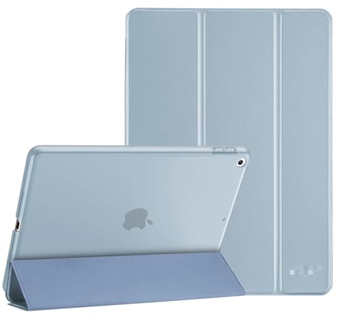 iPad 9.7 ケース 6世代/5世代用 シリコンカバー 三つ折スタンド オートスリープ機能 (スカイブルー)