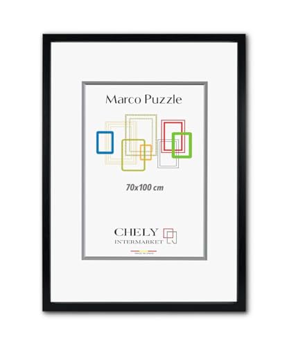 CHELY INTERMARKET Marco de Puzzle 70x100cm (Negro) MOD-295 Hecho de Madera, moldura de 3cm, ideal para foto o poster
