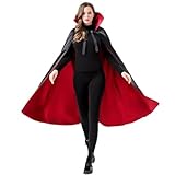 XLKJLI Cape Halloween Vampire Costume Deguisement Cape à Col Montant Noire Rouge Déguisemen pour Adulte Enfant Costume Halloween Cosplay (S-XL)