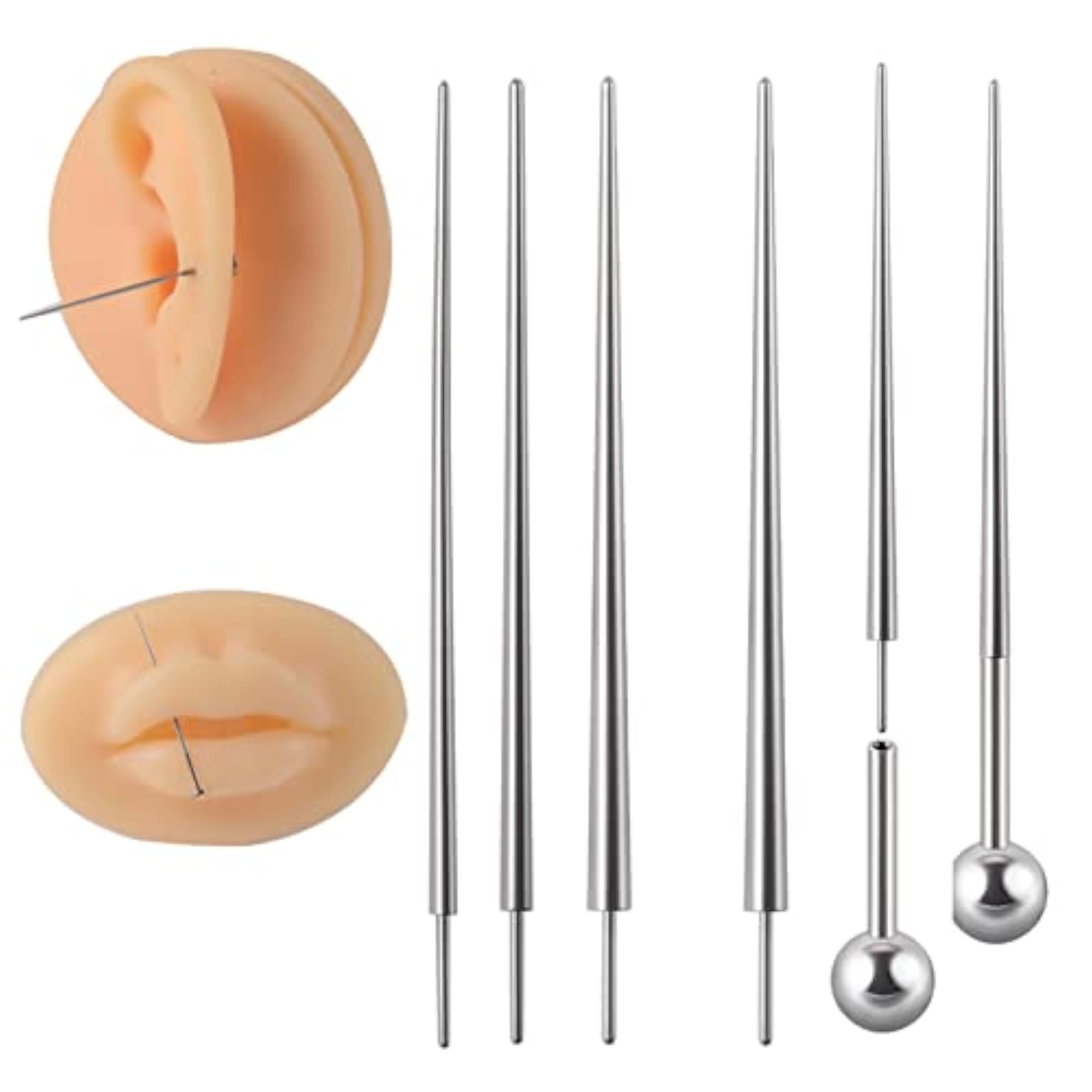 3 Pieces Steel Taper Insertion Pins for Piercing, 14G/16G/18G