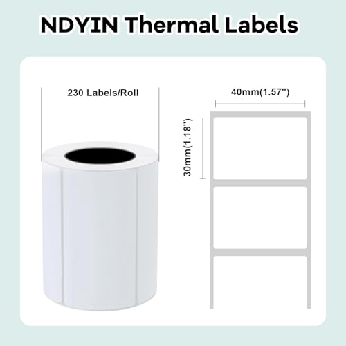 Image of Thermal Labels for N20 Label Maker,1.57 inchx1.18 inch(40x30mm), 230 Labels /Roll, for Barcode, Address, Mailing, Logo, Business, Name Tag, 3 Rolls