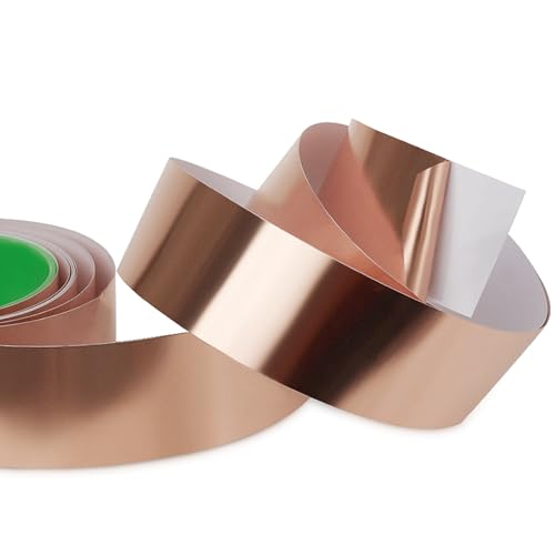 Meideal Copper Foil Tape (1inch X 66 FT) with Dual Conductive Adhesive Copper Tape for Guitar, Electrical Repairs, Arts & Crafts, Stained Glass, Paper Circuits, Soldering, Grounding, Home Decor
